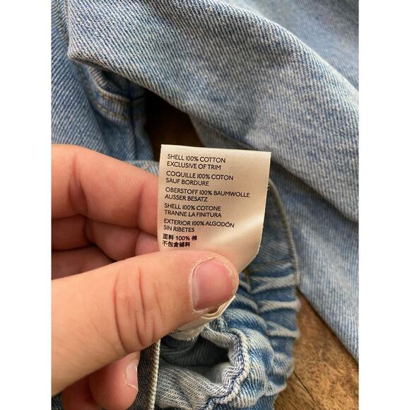 Free People Blue Comet Fringed Button Front Denim Bomber Jacket Size Small - Picture 4 of 5